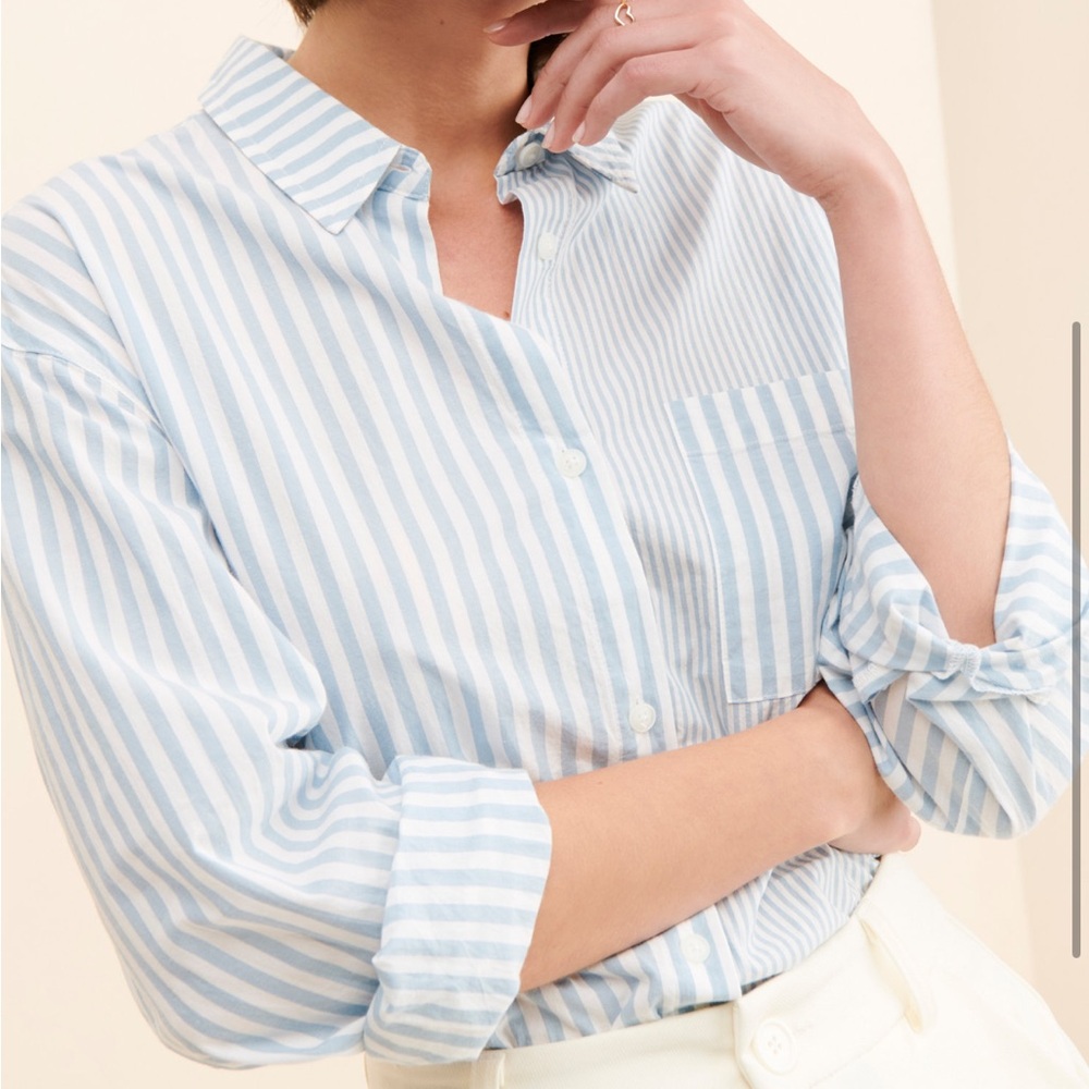 pistola Blue and White Striped Button-Down Shirt - Picture 2 of 4